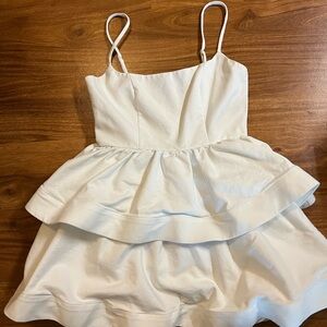 Revolve White Tiered  Mini Ruffle Dress